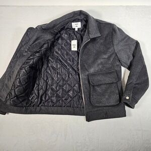 MODE OF ONE‎ Mens Charcoal Gray Quilted Lined Bomber Jacket Medium